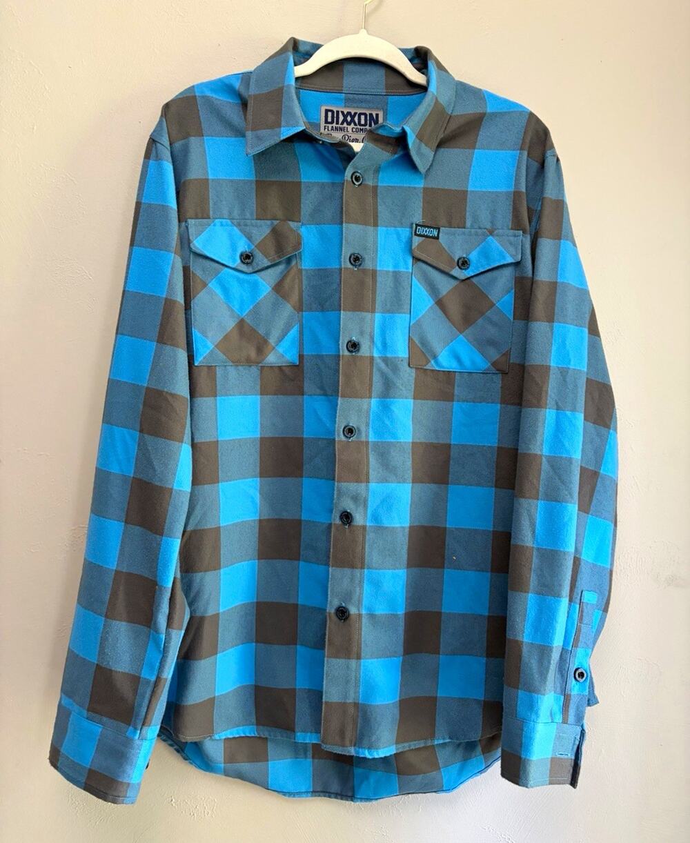 Dixxon Flannel Company The Pier Ave Blue Gray Plaid Flannel Shirt Men's L (0205)
